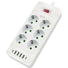 Сетевой фильтр AURA Energy 6+4 USB-A + 2 USB-C (PD) 2 м White (AUEMFP64PD2MW)