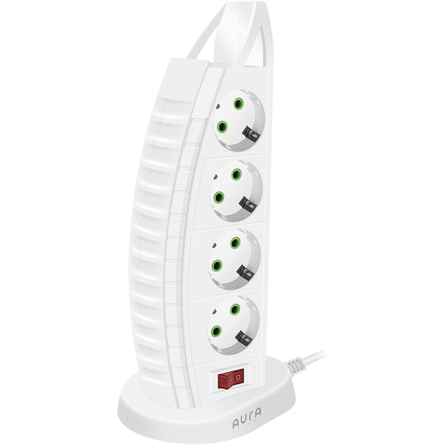 Фільтр мережі AURA Energy 8+3 USB-A + USB-C (PD) 2 м White (AUEMFP83PD2MW)
