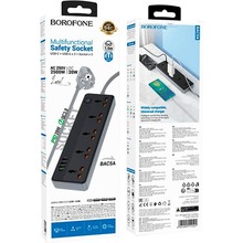 Сетевой фильтр BOROFONE BAC5A Lord 5 розеток 1.5м 3А Black (6941991111501)