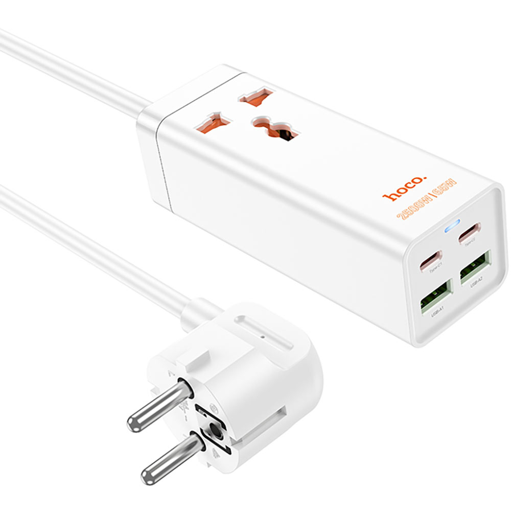 Удлинитель HOCO AC10A Barry 1.5м 10А 1 розетка White (6942007601689) Тип удлинитель