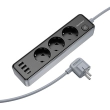Мережевий фільтр BOROFONE BAC8 Power 3 розетки 3м 10А EU/GER Black (6941991116643)