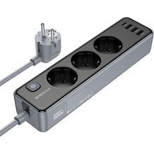 Мережевий фільтр BOROFONE BAC8 Power 3 розетки 3м 10А EU/GER Black (6941991116643)