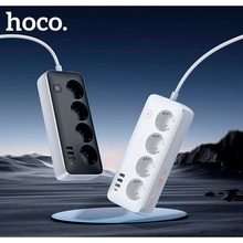 Сетевой фильтр HOCO AC22 4 розетки 3м 10А EU/GER Black/White (6942007636728)