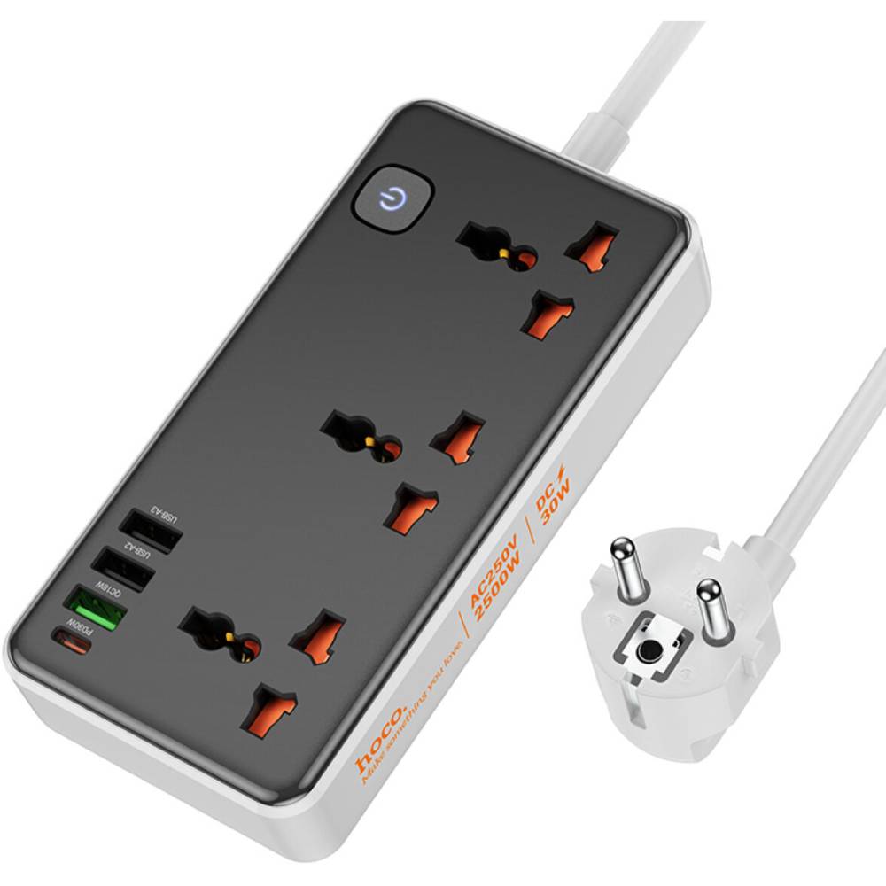 Сетевой фильтр HOCO AC8A Storm 4xUSB 3 1.5m Black (6942007600095) Тип сетевой фильтр