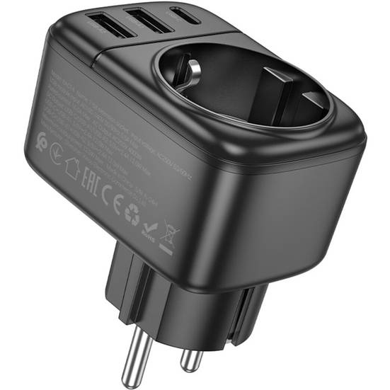 Перехідник BOROFONE BAC14 Wide 3xUSB 1 Black (6941991118890) Тип перехідник