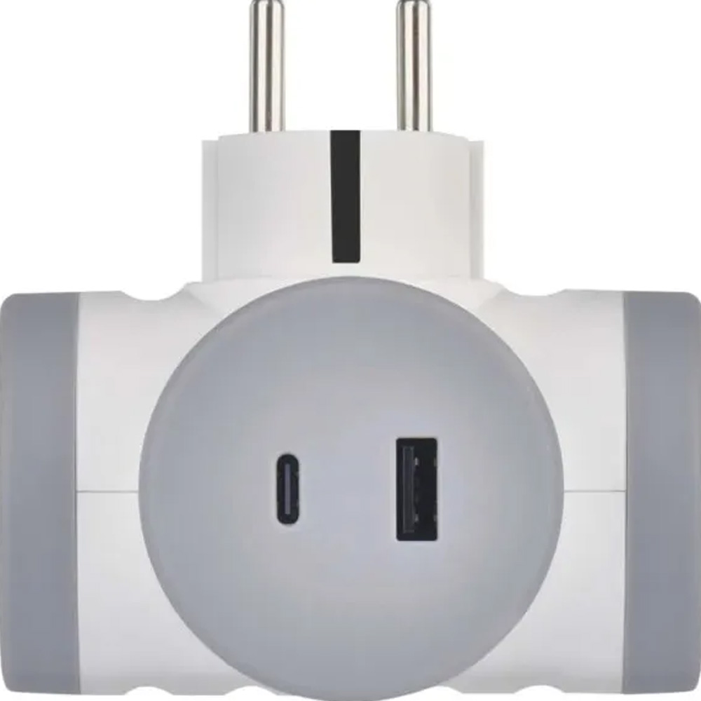 Разветвитель EMOS P0077PD 2 розетки 1xUSB-A 1xUSB-C White Тип розеток евророзетка с заземлением (Тип F)