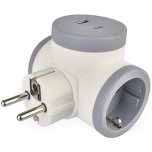 Разветвитель EMOS P0077PD 2 розетки 1xUSB-A 1xUSB-C White