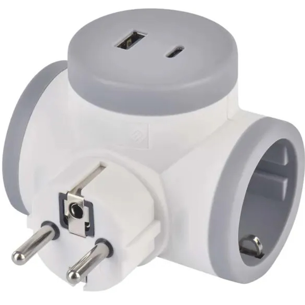 Разветвитель EMOS P0077PD 2 розетки 1xUSB-A 1xUSB-C White Тип разветвитель