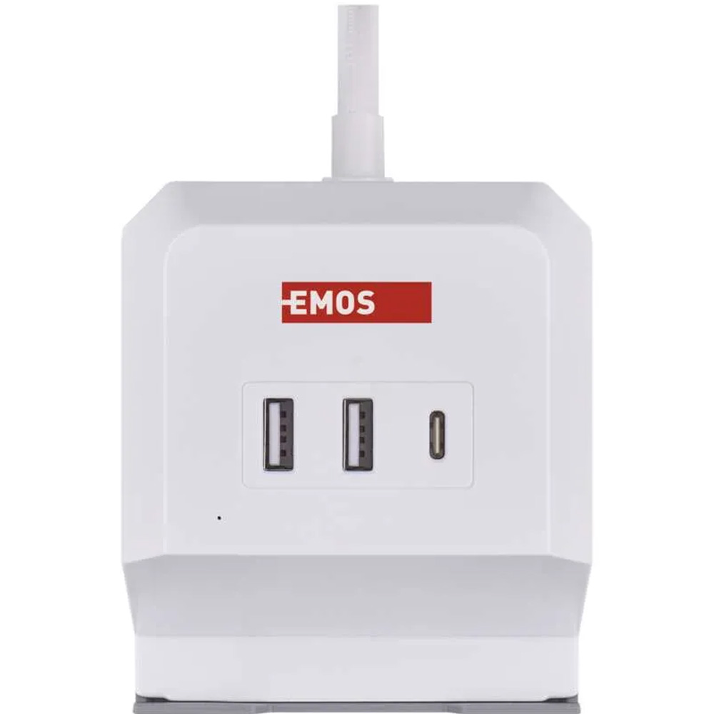 Удлинитель EMOS P0222CQ 2 м 2 розетки 2xUSB-A 1 x USB-C+Qi White Максимальная сила тока 16