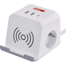 Удлинитель EMOS P0222CQ 2 м 2 розетки 2xUSB-A 1 x USB-C+Qi White