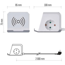 Удлинитель EMOS P0222CQ 2 м 2 розетки 2xUSB-A 1 x USB-C+Qi White