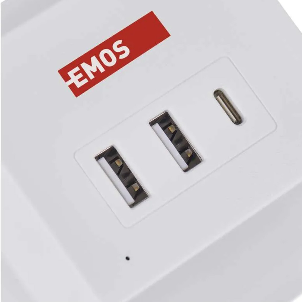 В Украине Удлинитель EMOS P0222CQ 2 м 2 розетки 2xUSB-A 1 x USB-C+Qi White