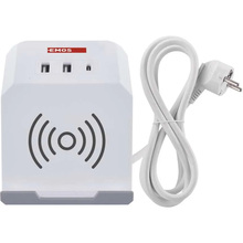 Подовжувач EMOS P0222CQ 2 м 2 розетки 2xUSB-A 1 x USB-C+Qi White
