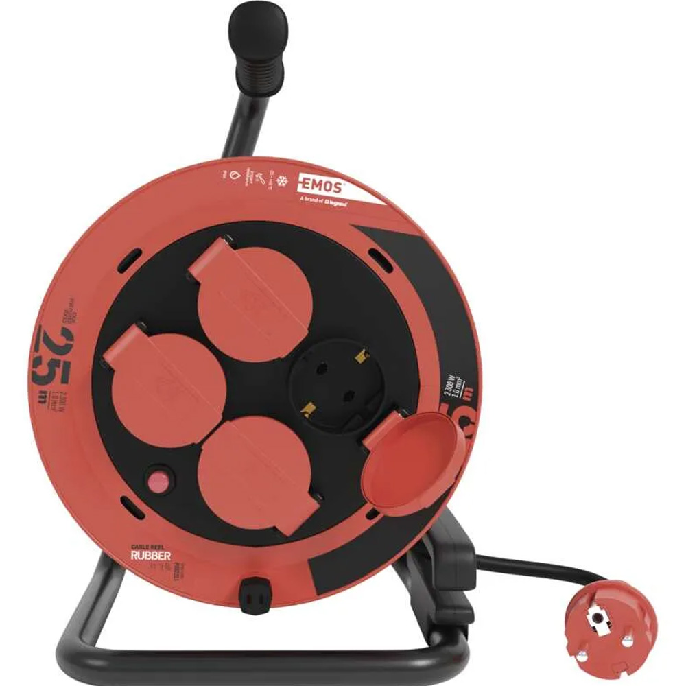 Подовжувач EMOS P082251 4 розетки 25 м Red