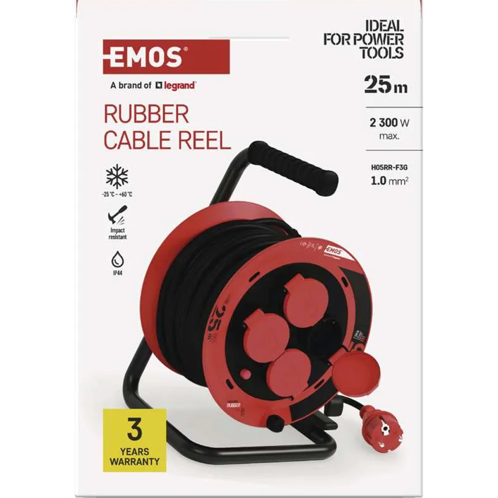 Огляд Подовжувач EMOS P082251 4 розетки 25 м Red