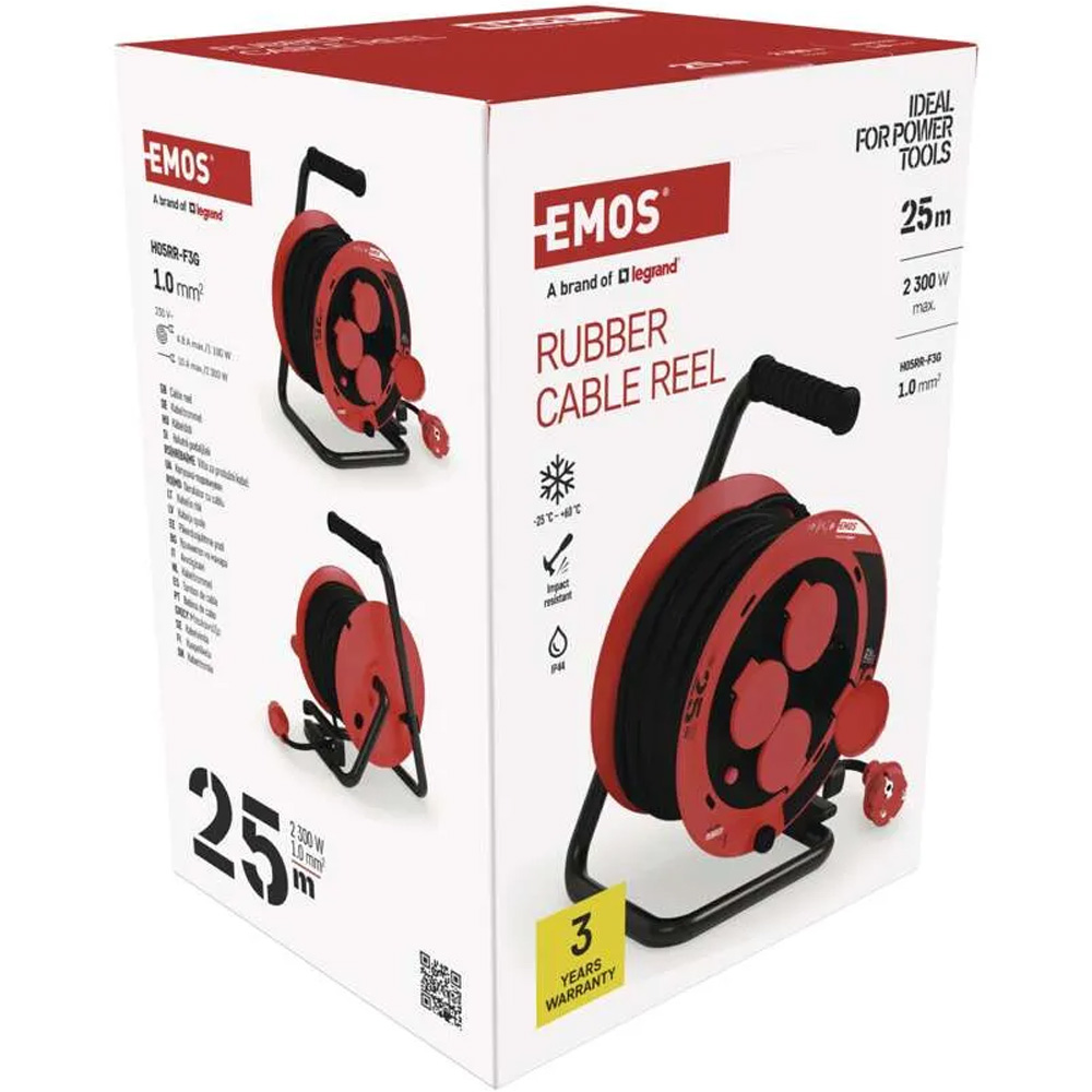 Фото 15 Подовжувач EMOS P082251 4 розетки 25 м Red