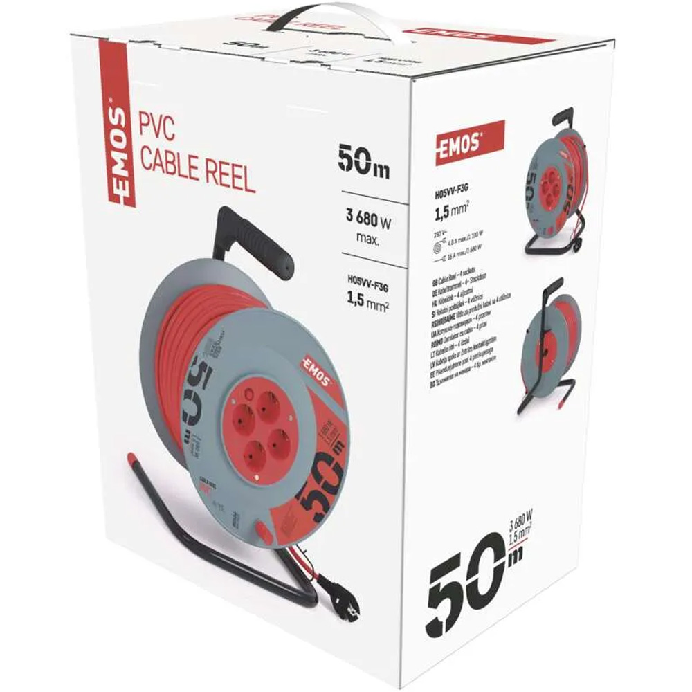 Покупка Удлинитель EMOS P09250, 4 розетки 50 м Grey