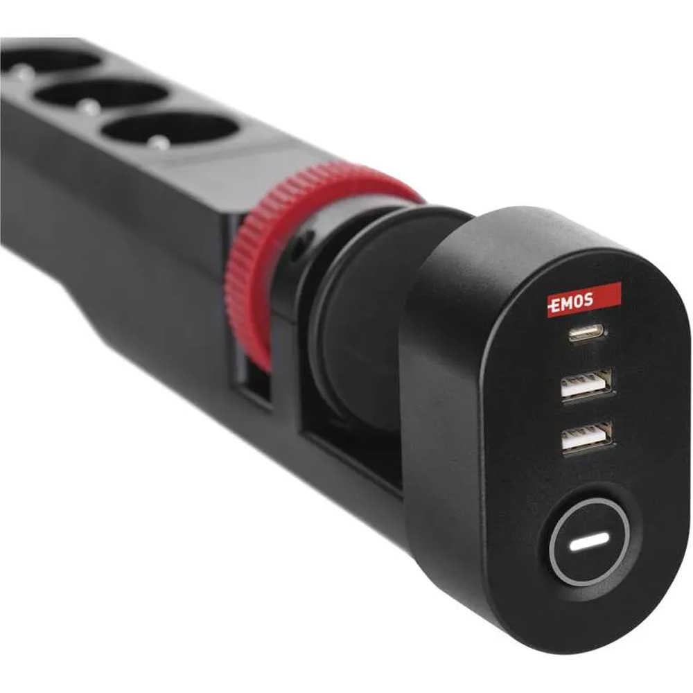 Внешний вид Сетевой фильтр EMOS P1321PD 3 розетки 1.5 м 2xUSB-A + 1xUSB-C Black