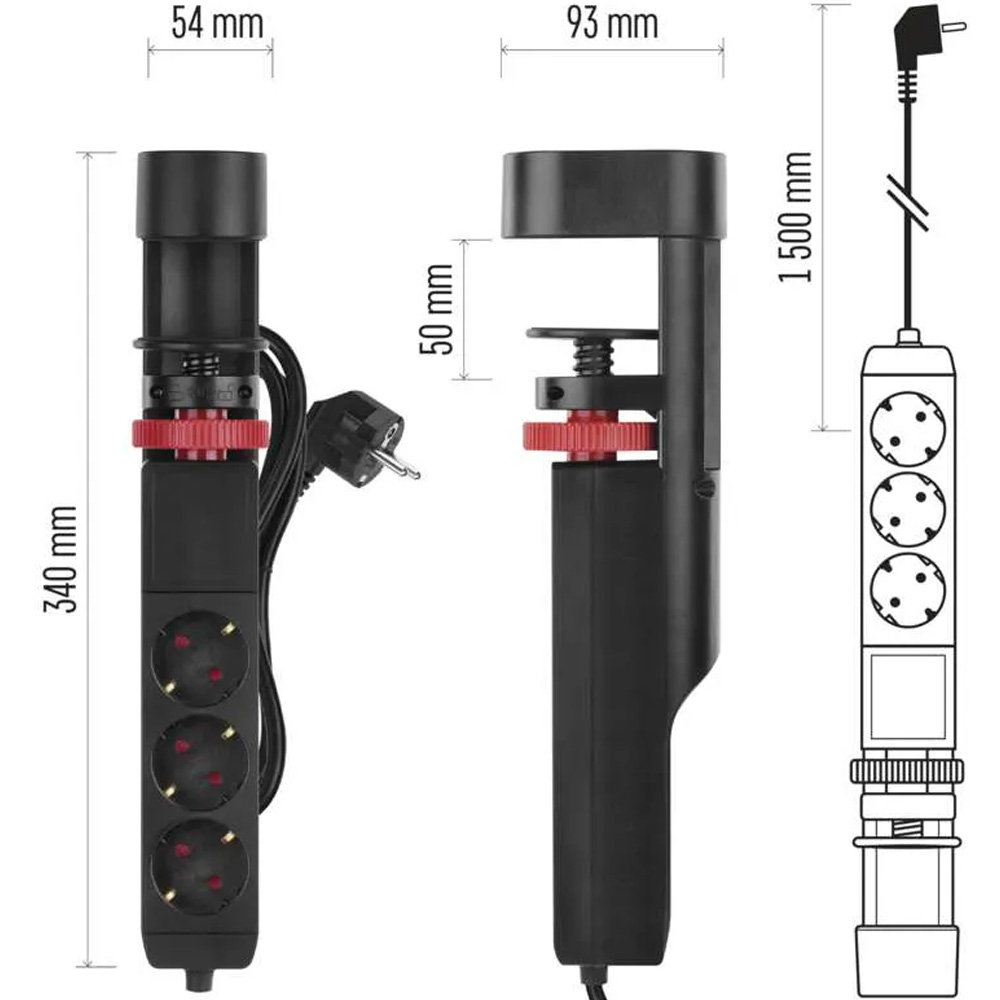 Покупка Сетевой фильтр EMOS P1321PD 3 розетки 1.5 м 2xUSB-A + 1xUSB-C Black