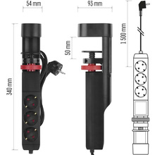Сетевой фильтр EMOS P1321PD 3 розетки 1.5 м 2xUSB-A + 1xUSB-C Black