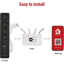 Мережевий фільтр EMOS P1422SM 4 розетки USB-A, USB-C, Wi-Fi 2 м Black