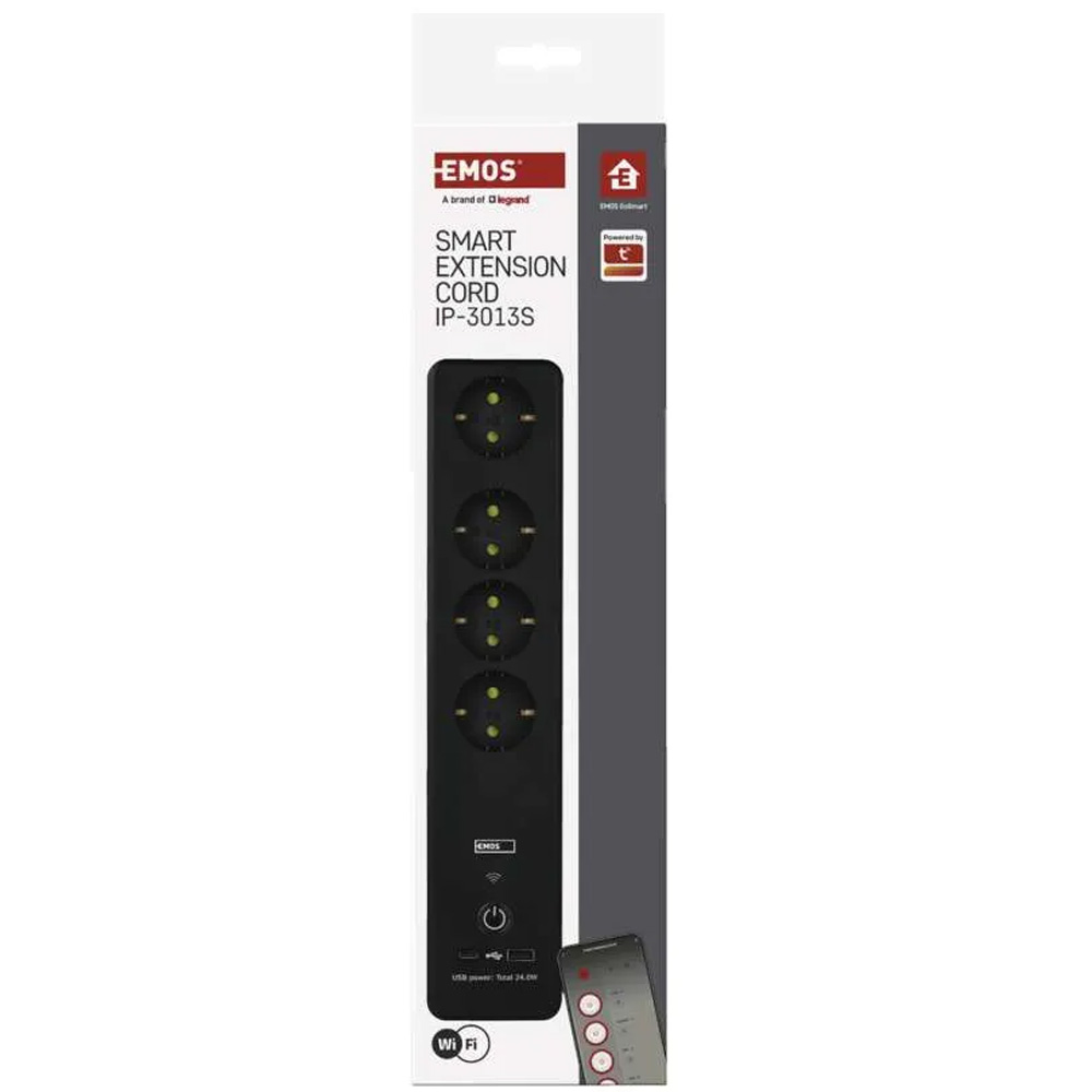 Огляд Мережевий фільтр EMOS P1422SM 4 розетки USB-A, USB-C, Wi-Fi 2 м Black
