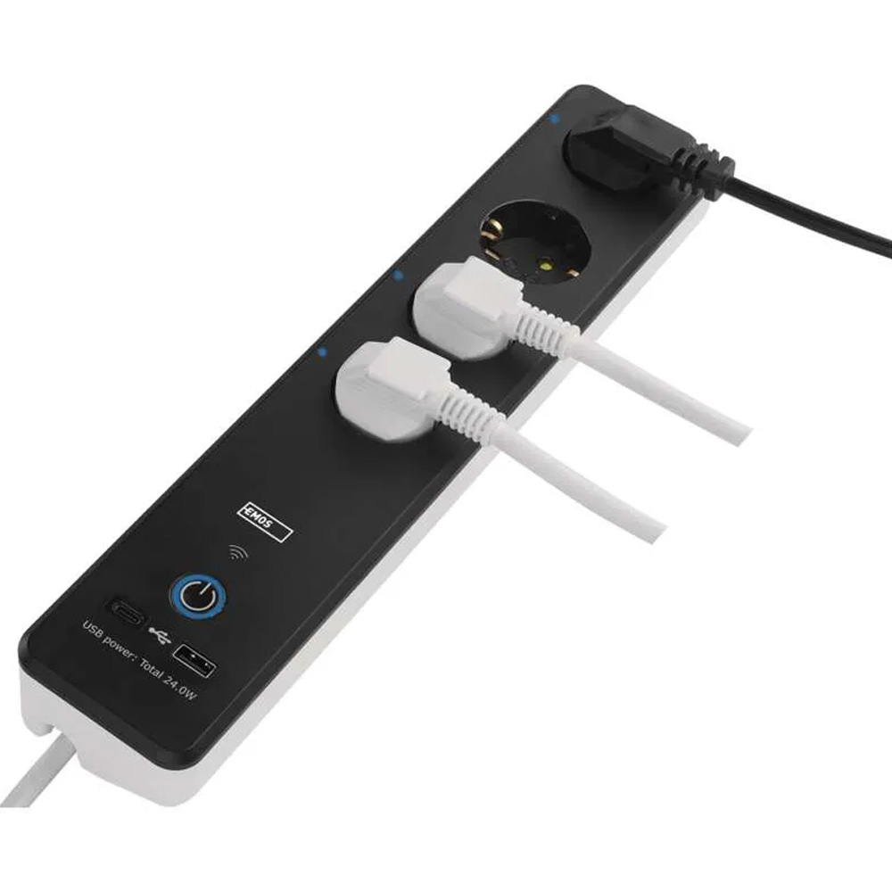 Фото 17 Мережевий фільтр EMOS P1422SM 4 розетки USB-A, USB-C, Wi-Fi 2 м Black