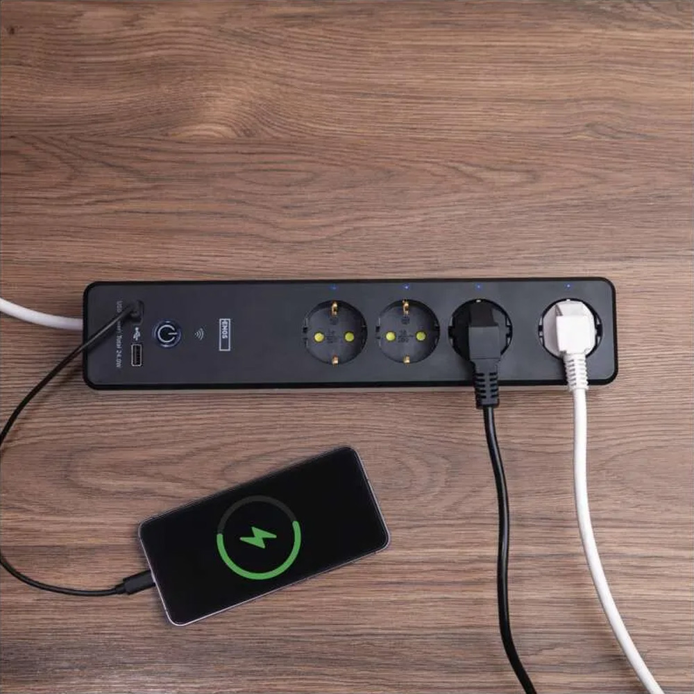 Фото 22 Мережевий фільтр EMOS P1422SM 4 розетки USB-A, USB-C, Wi-Fi 2 м Black