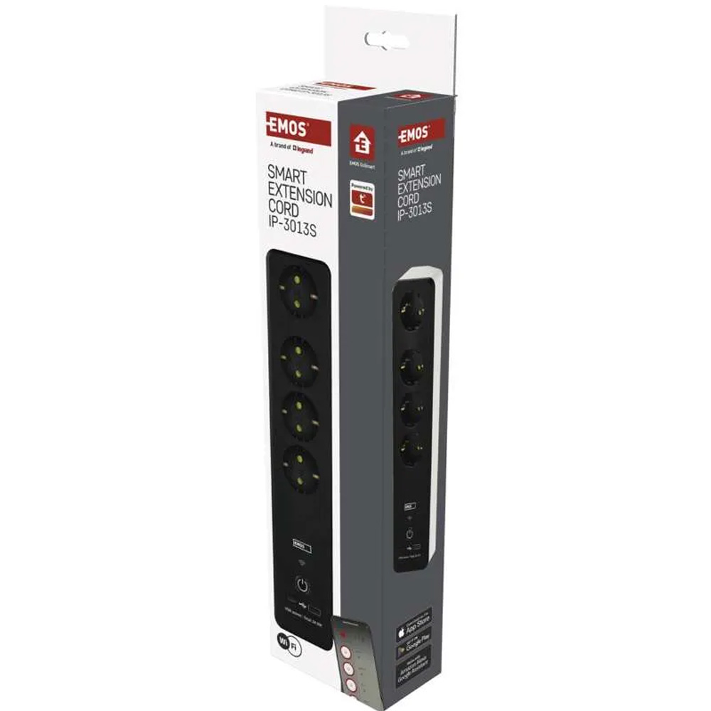 Фото 15 Мережевий фільтр EMOS P1422SM 4 розетки USB-A, USB-C, Wi-Fi 2 м Black