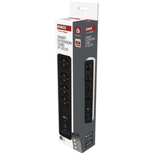 Мережевий фільтр EMOS P1422SM 4 розетки USB-A, USB-C, Wi-Fi 2 м Black