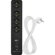 Мережевий фільтр EMOS P1422SM 4 розетки USB-A, USB-C, Wi-Fi 2 м Black