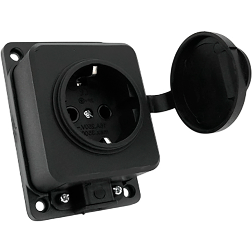 Колодка для удлинителя PIPO 1 розетка 16А Black (PP/SP-1/44/16B)