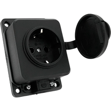 Колодка для удлинителя PIPO 1 розетка 16А Black (PP/SP-1/44/16B)