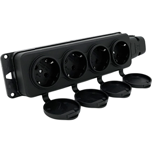 Колодка для подовжувача PIPO 4 розетки 16А Black (PP/SP-4/44/16B)