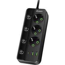 Сетевой фильтр DYXON PRO-1096 3 розетки 5м 2USB-A/1USB-C (PD) Black (DXN-1096-5M-3-B)