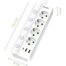Сетевой фильтр DYXON PRO-1097 4 розетки 5м 2USB-A/1USB-C (PD) White (DXN-1097-5M-4-W)