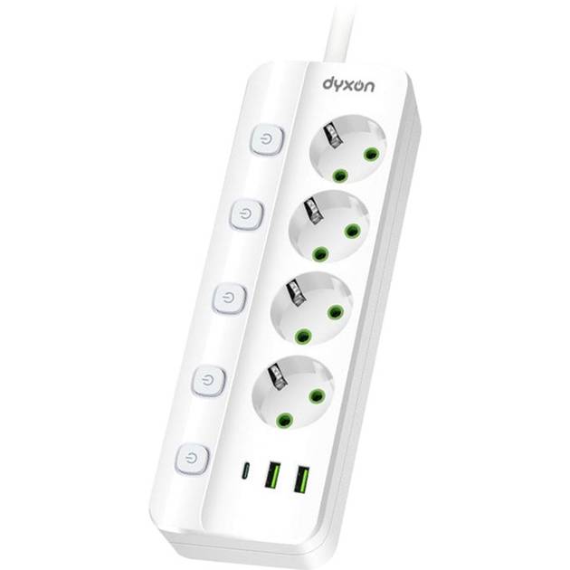 Сетевой фильтр DYXON PRO-1097 4 розетки 5м 2USB-A/1USB-C (PD) White (DXN-1097-5M-4-W) Сетевой фильтр DYXON PRO-1097 4 розетки 5м 2USB-A/1USB-C (PD) White (DXN-1097-5M-4-W)