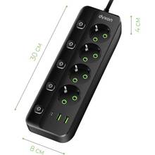 Сетевой фильтр DYXON PRO-1098 5 розеток 5м 2USB-A/1USB-C (PD) Black (DXN-1098-5M-5-B)