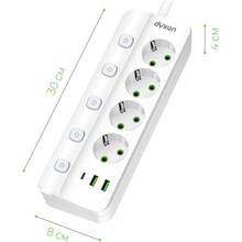 Мережевий фільтр DYXON PRO-1098 5 розеток 5м 2USB-A/1USB-C (PD) White (DXN-1098-5M-5-W)