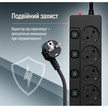 Сетевой фильтр COLORWAY CW-PSEA55SBK Black