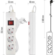 Мережевий фільтр EMOS P54213 3 розетки 1.5м 10А 3x1.5мм2 White