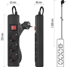 Мережевий фільтр EMOS P54214 3 розетки 1.5м 10А 3x1.5мм2 Black