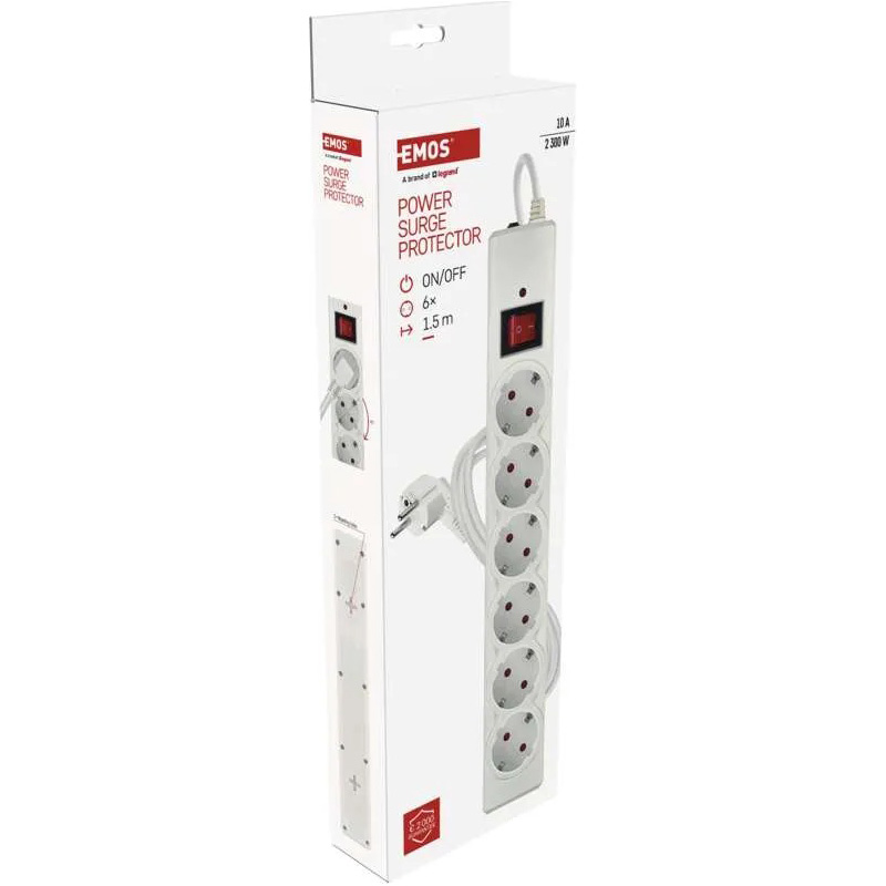 В Украине Сетевой фильтр EMOS P54215 6 розеток 1.5м 10А 3x1.5мм2 White