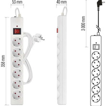 Сетевой фильтр EMOS P54216 6 розеток 3м 10А 3x1.5мм2 White