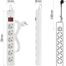 Сетевой фильтр EMOS P54217 6 розеток 5м 10А 3x1.5мм2 White