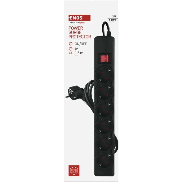 Заказать Сетевой фильтр EMOS P54218 6 розеток 1.5м 10А 3x1.5мм2 Black