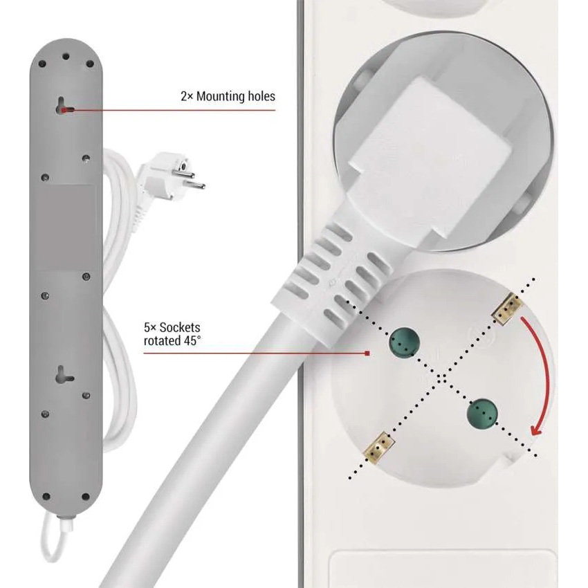 Изображение Сетевой фильтр EMOS P1523FC 5 розеток 3 м 16А 3x1.5мм2 White/Grey (P1523FC)