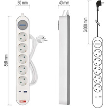 Сетевой фильтр EMOS P1523FC 5 розеток 3 м 16А 3x1.5мм2 White/Grey (P1523FC)