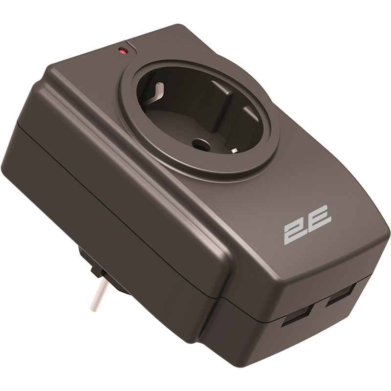 Разветвитель 2E 1 розетка 16A Black (2E-AD120U)