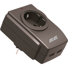 Розгалужувач 2E 1 розетка 16A Black (2E-AD120U)